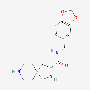 molecular formula C17H23N3O3 B5301675 N-(1,3-benzodioxol-5-ylmethyl)-2,8-diazaspiro[4.5]decane-3-carboxamide dihydrochloride 