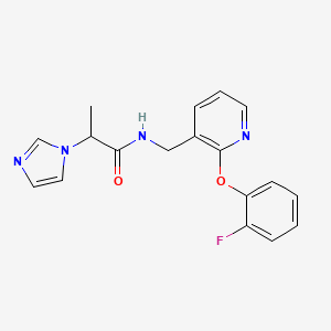 molecular formula C18H17FN4O2 B5301681 N-{[2-(2-fluorophenoxy)pyridin-3-yl]methyl}-2-(1H-imidazol-1-yl)propanamide 