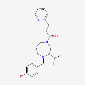 molecular formula C23H30FN3O B5301701 1-(4-fluorobenzyl)-2-isopropyl-4-[3-(2-pyridinyl)propanoyl]-1,4-diazepane 