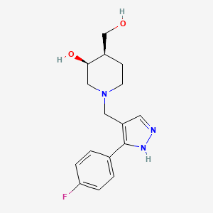 molecular formula C16H20FN3O2 B5301719 (3S*,4R*)-1-{[3-(4-fluorophenyl)-1H-pyrazol-4-yl]methyl}-4-(hydroxymethyl)-3-piperidinol 