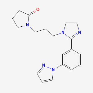molecular formula C19H21N5O B5301731 1-(3-{2-[3-(1H-pyrazol-1-yl)phenyl]-1H-imidazol-1-yl}propyl)pyrrolidin-2-one 