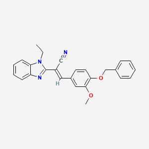 molecular formula C26H23N3O2 B5301751 3-[4-(benzyloxy)-3-methoxyphenyl]-2-(1-ethyl-1H-benzimidazol-2-yl)acrylonitrile 