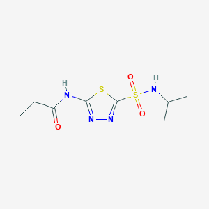 molecular formula C8H14N4O3S2 B5301755 N-{5-[(isopropylamino)sulfonyl]-1,3,4-thiadiazol-2-yl}propanamide 