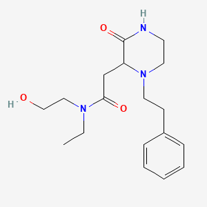molecular formula C18H27N3O3 B5301798 N-ethyl-N-(2-hydroxyethyl)-2-[3-oxo-1-(2-phenylethyl)-2-piperazinyl]acetamide 