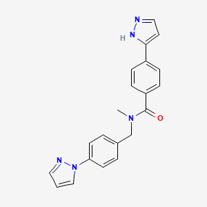 molecular formula C21H19N5O B5301809 N-methyl-4-(1H-pyrazol-3-yl)-N-[4-(1H-pyrazol-1-yl)benzyl]benzamide 