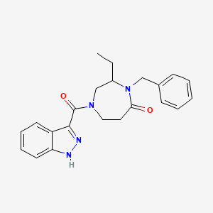 molecular formula C22H24N4O2 B5301822 4-benzyl-3-ethyl-1-(1H-indazol-3-ylcarbonyl)-1,4-diazepan-5-one 