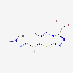 molecular formula C11H10F2N6S B5301832 3-(difluoromethyl)-6-methyl-7-[(1-methyl-1H-pyrazol-3-yl)methylene]-7H-[1,2,4]triazolo[3,4-b][1,3,4]thiadiazine 