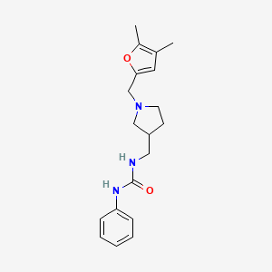 molecular formula C19H25N3O2 B5301836 N-({1-[(4,5-dimethyl-2-furyl)methyl]pyrrolidin-3-yl}methyl)-N'-phenylurea 