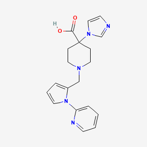 molecular formula C19H21N5O2 B5301845 4-(1H-imidazol-1-yl)-1-[(1-pyridin-2-yl-1H-pyrrol-2-yl)methyl]piperidine-4-carboxylic acid 