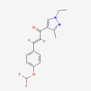 molecular formula C16H16F2N2O2 B5301858 3-[4-(difluoromethoxy)phenyl]-1-(1-ethyl-3-methyl-1H-pyrazol-4-yl)-2-propen-1-one 