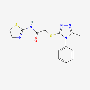 molecular formula C14H15N5OS2 B5301862 N-(4,5-dihydro-1,3-thiazol-2-yl)-2-[(5-methyl-4-phenyl-4H-1,2,4-triazol-3-yl)thio]acetamide 