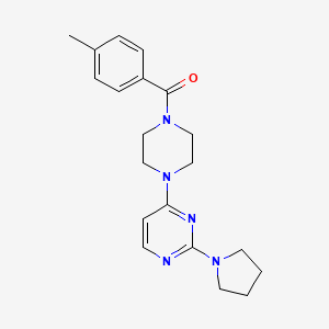 molecular formula C20H25N5O B5301878 4-[4-(4-methylbenzoyl)-1-piperazinyl]-2-(1-pyrrolidinyl)pyrimidine 