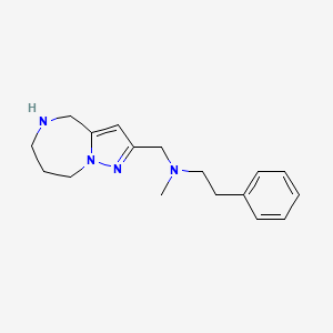molecular formula C17H24N4 B5301888 N-methyl-2-phenyl-N-(5,6,7,8-tetrahydro-4H-pyrazolo[1,5-a][1,4]diazepin-2-ylmethyl)ethanamine 
