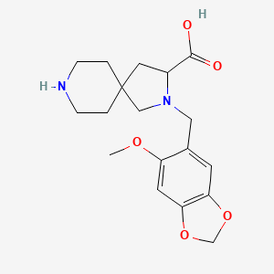 molecular formula C18H24N2O5 B5301894 2-[(6-methoxy-1,3-benzodioxol-5-yl)methyl]-2,8-diazaspiro[4.5]decane-3-carboxylic acid 