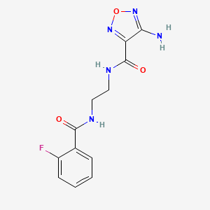 molecular formula C12H12FN5O3 B5301911 4-amino-N-{2-[(2-fluorobenzoyl)amino]ethyl}-1,2,5-oxadiazole-3-carboxamide 