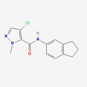 molecular formula C14H14ClN3O B5301936 4-chloro-N-(2,3-dihydro-1H-inden-5-yl)-1-methyl-1H-pyrazole-5-carboxamide 