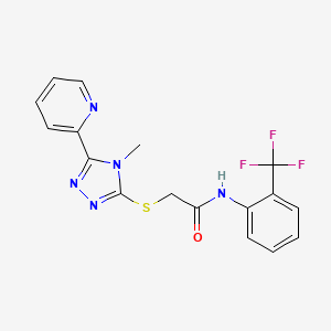molecular formula C17H14F3N5OS B5301938 2-{[4-methyl-5-(2-pyridinyl)-4H-1,2,4-triazol-3-yl]thio}-N-[2-(trifluoromethyl)phenyl]acetamide 