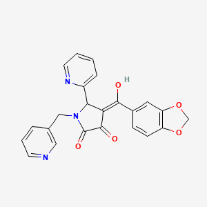 molecular formula C23H17N3O5 B5301943 4-(1,3-benzodioxol-5-ylcarbonyl)-3-hydroxy-5-(2-pyridinyl)-1-(3-pyridinylmethyl)-1,5-dihydro-2H-pyrrol-2-one 