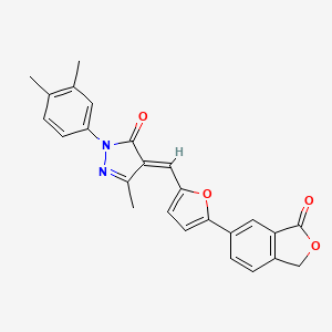 molecular formula C25H20N2O4 B5301963 2-(3,4-dimethylphenyl)-5-methyl-4-{[5-(3-oxo-1,3-dihydro-2-benzofuran-5-yl)-2-furyl]methylene}-2,4-dihydro-3H-pyrazol-3-one 