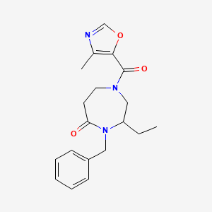 molecular formula C19H23N3O3 B5301970 4-benzyl-3-ethyl-1-[(4-methyl-1,3-oxazol-5-yl)carbonyl]-1,4-diazepan-5-one 