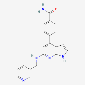 molecular formula C20H17N5O B5302001 4-{6-[(pyridin-3-ylmethyl)amino]-1H-pyrrolo[2,3-b]pyridin-4-yl}benzamide 