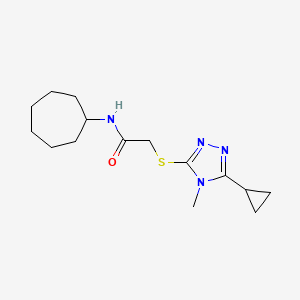 molecular formula C15H24N4OS B5302047 N-cycloheptyl-2-[(5-cyclopropyl-4-methyl-4H-1,2,4-triazol-3-yl)thio]acetamide 