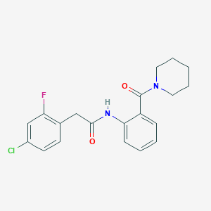 molecular formula C20H20ClFN2O2 B5302056 2-(4-chloro-2-fluorophenyl)-N-[2-(1-piperidinylcarbonyl)phenyl]acetamide 