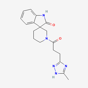 molecular formula C18H21N5O2 B5302084 1'-[3-(5-methyl-1H-1,2,4-triazol-3-yl)propanoyl]spiro[indole-3,3'-piperidin]-2(1H)-one 