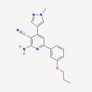 molecular formula C19H19N5O B5302094 2-amino-4-(1-methyl-1H-pyrazol-4-yl)-6-(3-propoxyphenyl)nicotinonitrile 