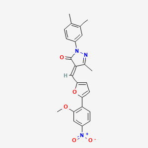 molecular formula C24H21N3O5 B5302127 2-(3,4-dimethylphenyl)-4-{[5-(2-methoxy-4-nitrophenyl)-2-furyl]methylene}-5-methyl-2,4-dihydro-3H-pyrazol-3-one 