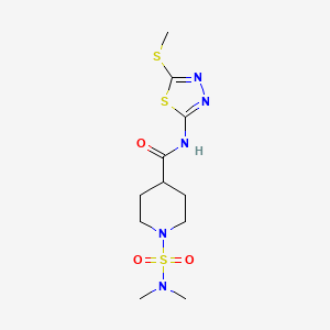molecular formula C11H19N5O3S3 B5302140 1-[(dimethylamino)sulfonyl]-N-[5-(methylthio)-1,3,4-thiadiazol-2-yl]-4-piperidinecarboxamide 