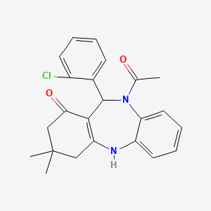 molecular formula C23H23ClN2O2 B5302155 10-acetyl-11-(2-chlorophenyl)-3,3-dimethyl-2,3,4,5,10,11-hexahydro-1H-dibenzo[b,e][1,4]diazepin-1-one 