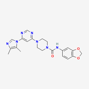 molecular formula C21H23N7O3 B5302163 N-1,3-benzodioxol-5-yl-4-[6-(4,5-dimethyl-1H-imidazol-1-yl)-4-pyrimidinyl]-1-piperazinecarboxamide 