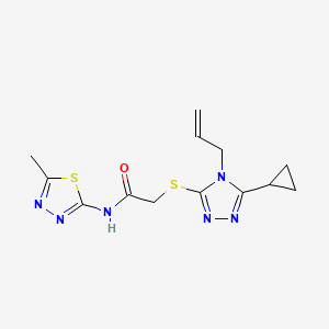 molecular formula C13H16N6OS2 B5302169 2-[(4-allyl-5-cyclopropyl-4H-1,2,4-triazol-3-yl)thio]-N-(5-methyl-1,3,4-thiadiazol-2-yl)acetamide 