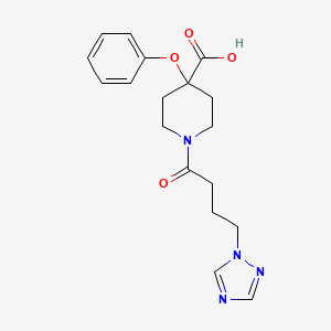 4-phenoxy-1-[4-(1H-1,2,4-triazol-1-yl)butanoyl]piperidine-4-carboxylic acid