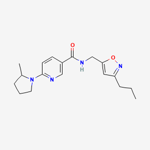 molecular formula C18H24N4O2 B5302214 6-(2-methylpyrrolidin-1-yl)-N-[(3-propylisoxazol-5-yl)methyl]nicotinamide 