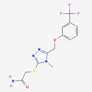 molecular formula C13H13F3N4O2S B5302250 2-[(4-methyl-5-{[3-(trifluoromethyl)phenoxy]methyl}-4H-1,2,4-triazol-3-yl)thio]acetamide 
