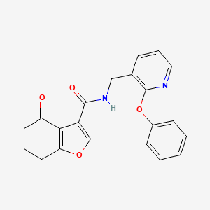 molecular formula C22H20N2O4 B5302285 2-methyl-4-oxo-N-[(2-phenoxypyridin-3-yl)methyl]-4,5,6,7-tetrahydro-1-benzofuran-3-carboxamide 
