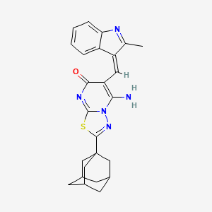 molecular formula C25H25N5OS B5302337 2-(1-adamantyl)-5-imino-6-[(2-methyl-1H-indol-3-yl)methylene]-5,6-dihydro-7H-[1,3,4]thiadiazolo[3,2-a]pyrimidin-7-one 