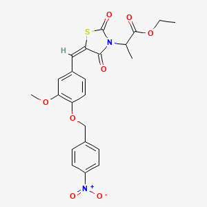 molecular formula C23H22N2O8S B5302343 ethyl 2-(5-{3-methoxy-4-[(4-nitrobenzyl)oxy]benzylidene}-2,4-dioxo-1,3-thiazolidin-3-yl)propanoate 