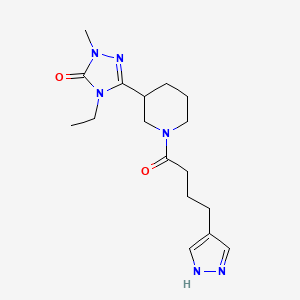 molecular formula C17H26N6O2 B5302348 4-ethyl-2-methyl-5-{1-[4-(1H-pyrazol-4-yl)butanoyl]piperidin-3-yl}-2,4-dihydro-3H-1,2,4-triazol-3-one 
