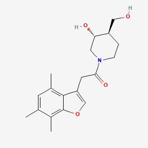 molecular formula C19H25NO4 B5302377 (3R*,4R*)-4-(hydroxymethyl)-1-[(4,6,7-trimethyl-1-benzofuran-3-yl)acetyl]-3-piperidinol 
