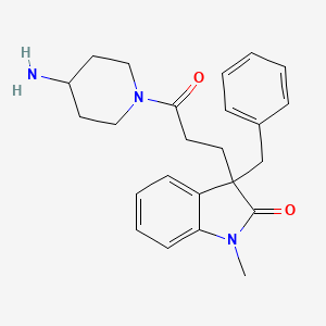 molecular formula C24H29N3O2 B5302395 3-[3-(4-amino-1-piperidinyl)-3-oxopropyl]-3-benzyl-1-methyl-1,3-dihydro-2H-indol-2-one hydrochloride 
