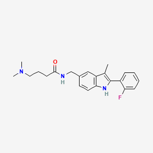 molecular formula C22H26FN3O B5302409 4-(dimethylamino)-N-{[2-(2-fluorophenyl)-3-methyl-1H-indol-5-yl]methyl}butanamide 