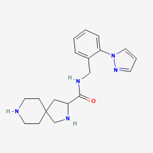 molecular formula C19H25N5O B5302449 N-[2-(1H-pyrazol-1-yl)benzyl]-2,8-diazaspiro[4.5]decane-3-carboxamide dihydrochloride 