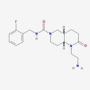 molecular formula C18H25FN4O2 B5302495 rel-(4aS,8aR)-1-(2-aminoethyl)-N-(2-fluorobenzyl)-2-oxooctahydro-1,6-naphthyridine-6(2H)-carboxamide hydrochloride 