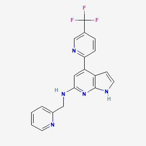 molecular formula C19H14F3N5 B5302564 N-(pyridin-2-ylmethyl)-4-[5-(trifluoromethyl)pyridin-2-yl]-1H-pyrrolo[2,3-b]pyridin-6-amine 