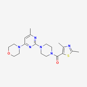 molecular formula C19H26N6O2S B5302575 4-(2-{4-[(2,4-dimethyl-1,3-thiazol-5-yl)carbonyl]-1-piperazinyl}-6-methyl-4-pyrimidinyl)morpholine 