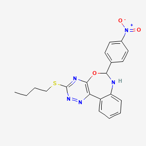 molecular formula C20H19N5O3S B5302585 3-(butylthio)-6-(4-nitrophenyl)-6,7-dihydro[1,2,4]triazino[5,6-d][3,1]benzoxazepine 