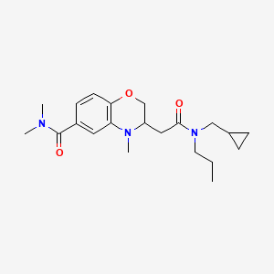 molecular formula C21H31N3O3 B5302601 3-{2-[(cyclopropylmethyl)(propyl)amino]-2-oxoethyl}-N,N,4-trimethyl-3,4-dihydro-2H-1,4-benzoxazine-6-carboxamide 